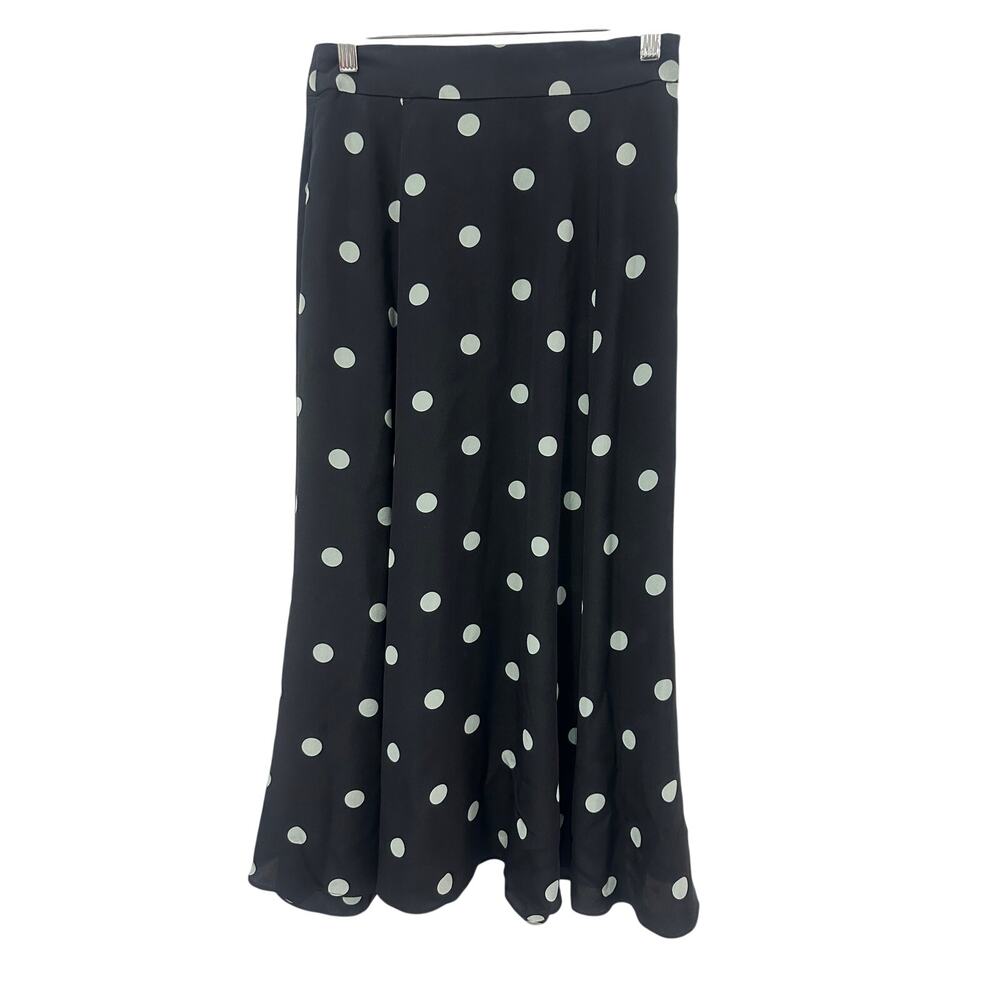 Zimmermann Silk Polka Dot Pleated A-line Midi Skirt Black Women's Size 1